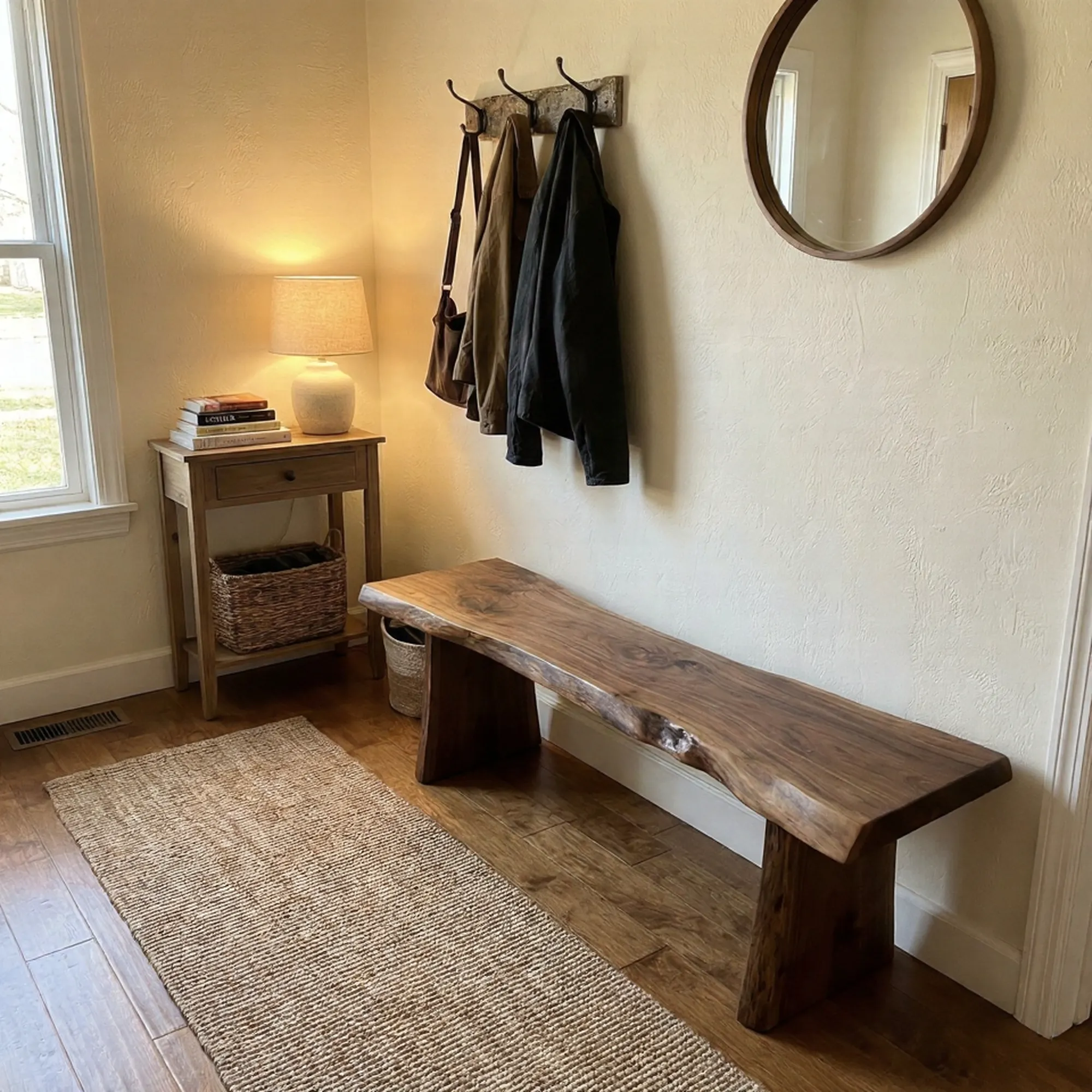 Handmade Solid Wood Bench with Metal Legs - view 5